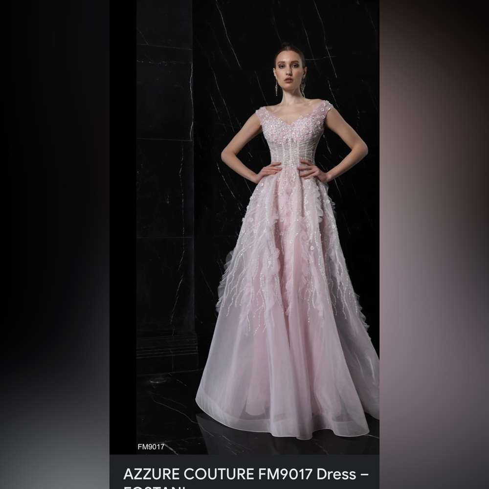 Azzure Couture Embellished Pink One Shoulder Prom Gown